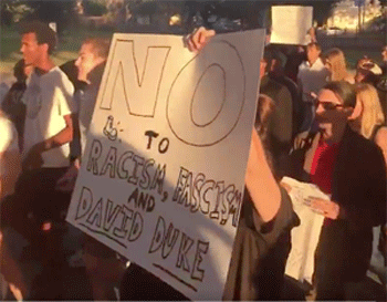Protestors march against David Duke at Dillard University. (Courtesy: Twitter)